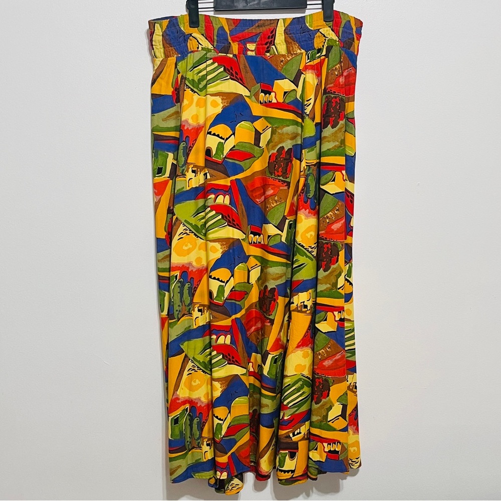 Laura Kieffer 2pc Maxi Skirt Set Sz 10 Wearable Art Multicolor Vintage - Picture 5 of 10